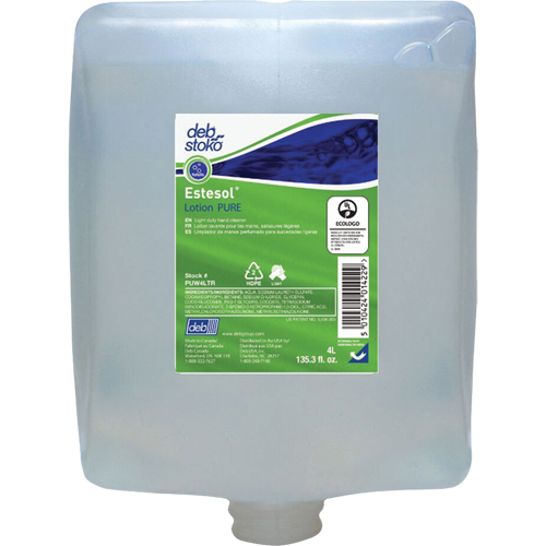 Savon pour les mains, les cheveux et le corps Estesol PURE, Cr&egrave;me, 4 L, Recharge, Fraîcheur Planification Entrepots Molloy