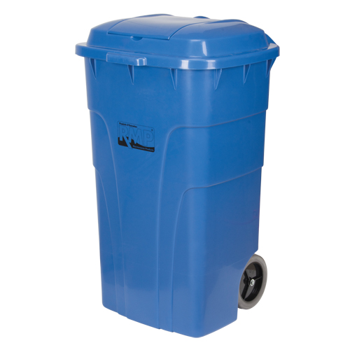 Roll Out Recycling Bin, Curbside, Polyethylene, 65 US gal. Planification Entrepots Molloy