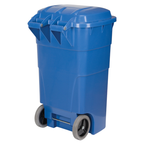 Roll Out Recycling Bin, Curbside, Polyethylene, 65 US gal. Planification Entrepots Molloy