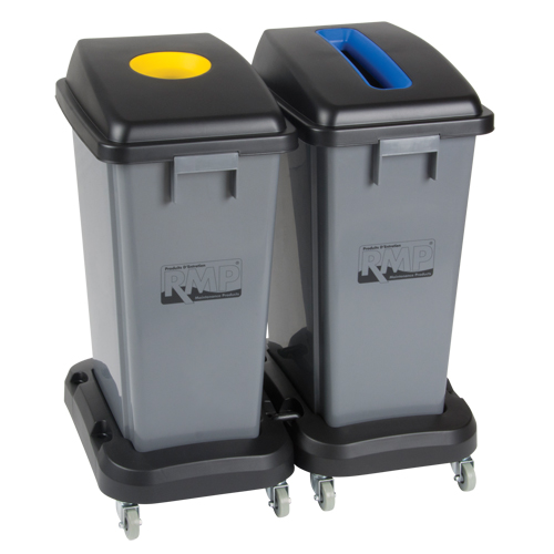 Recycling & Waste Receptacle Dolly, Polypropylene, Black, Fits: 17-1/4" x 12-1/2" Planification Entrepots Molloy