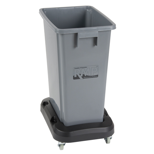 Recycling & Waste Receptacle Dolly, Polypropylene, Black, Fits: 17-1/4" x 12-1/2" Planification Entrepots Molloy