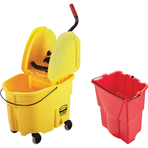 WaveBrake&reg; Mop Bucket & Wringer Combo Pack, Down Press, 8.75 US Gal.(35 Quart), Yellow Planification Entrepots Molloy