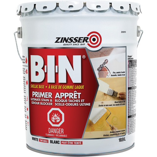 B-I-N&reg; Shellac-Base Sealer Primer, 18.9 L, Pail, Tintable White Planification Entrepots Molloy