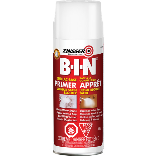 B-I-N&reg; Shellac-Base Sealer Primer, 369 g, Aerosol Can, White Planification Entrepots Molloy