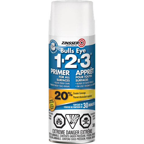 Bulls Eye 1-2-3&reg; Water-Base Primer, Aerosol Can, White Planification Entrepots Molloy