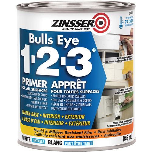 Bulls Eye 1-2-3&reg; Water-Base Primer, 946 ml, Can, White Planification Entrepots Molloy