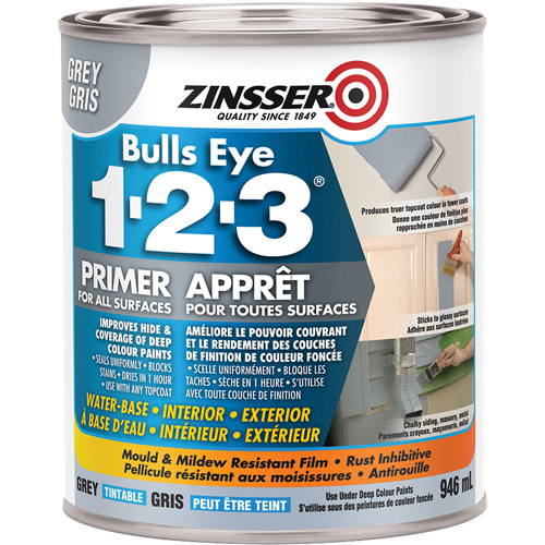 Bulls Eye 1-2-3&reg; Water-Base Primer, 946 ml, Can, Grey Planification Entrepots Molloy