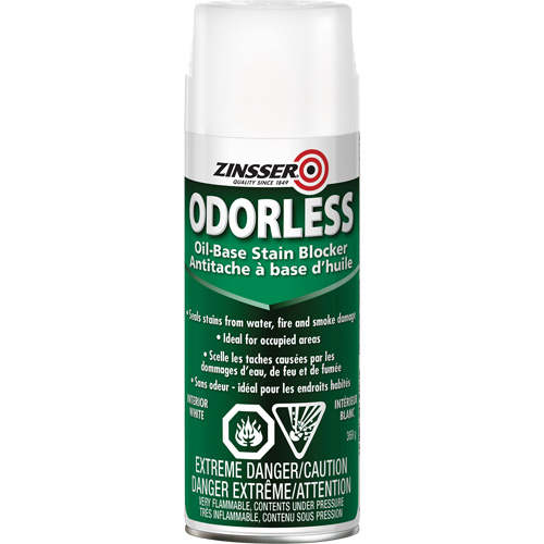 Odourless Oil-Base Stain Blocking Primer, White, Very Flat, Aerosol Can Planification Entrepots Molloy
