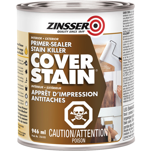 Scellant d'appr&ecirc;t &agrave; base d'huile Cover Stain, 946 ml, Canette, Blanc Planification Entrepots Molloy