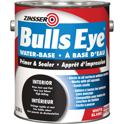 Bulls Eye&reg; Water Based Primer, 3.78 L, Gallon, White Planification Entrepots Molloy
