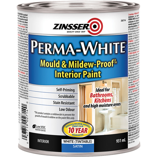 Peinture int&eacute;rieure Mold & Mildew-Proof Perma-White, 931 ml, Canette, Blanc Planification Entrepots Molloy