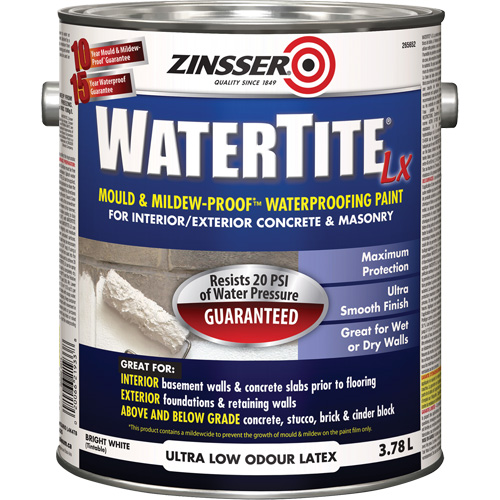 Watertite&reg; LX Mold & Mildew-Proof Waterproofing Paint, 3.78 L, Gallon, White Planification Entrepots Molloy