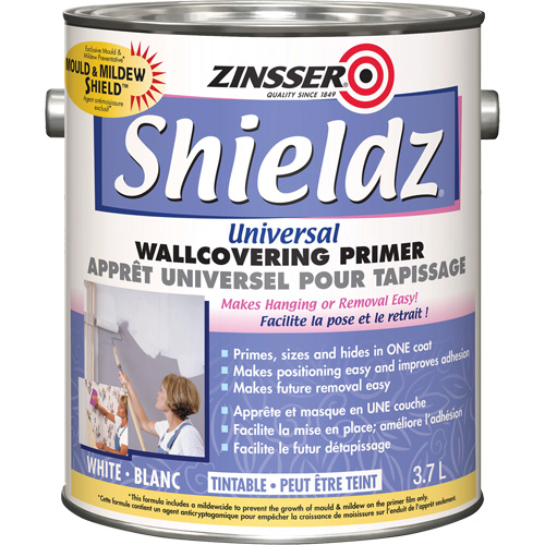 Shieldz&reg; Universal Wall Covering Primer, 3.7 L, Gallon, Tintable White Planification Entrepots Molloy