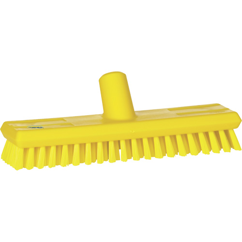 Water-Fed Deck Scrub Brush, X-Coarse Bristles, 10-3/4", Polyester, Yellow Planification Entrepots Molloy