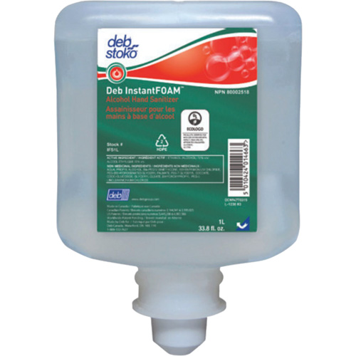 D&eacute;sinfectant pour les mains Instantfoam, 1000 ml, Recharge, 70 % alcool Planification Entrepots Molloy