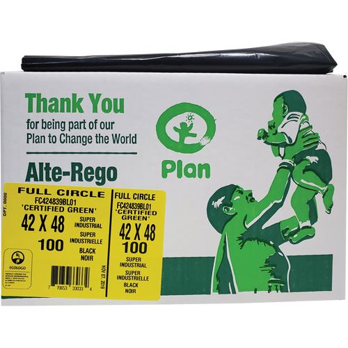 Full Circle Super Industrial Garbage Bags, Biodegradable, X-Strong, 48" L x 42" W, 1.5 mils Thick Planification Entrepots Molloy