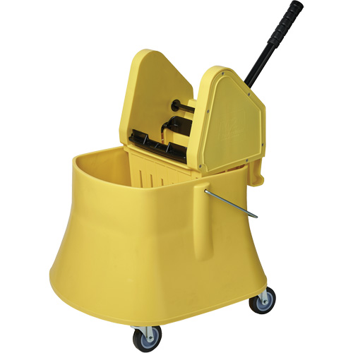Ensemble de seau pour vadrouille et essoreuse Champ, Pression vers le bas, 10 gal. US (40 pintes), Jaune Planification Entrepots Molloy