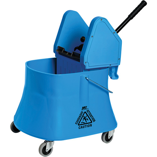 Ensemble de seau pour vadrouille et essoreuse Champ, Pression vers le bas, 10 gal. US (40 pintes), Bleu Planification Entrepots Molloy