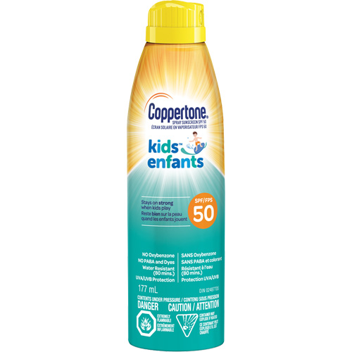 &eacute;cran solaire r&eacute;sistant &agrave; l'eau Kids, FPS 50, A&eacute;rosol Planification Entrepots Molloy