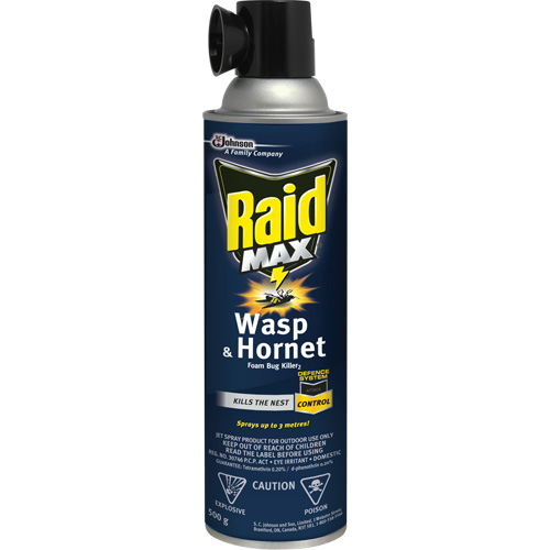 Mousse insecticide contre les gu&ecirc;pes et les frelons Raid Max, 500 g, Canette a&eacute;rosol, &agrave; base de solvant Planification Entrepots Molloy