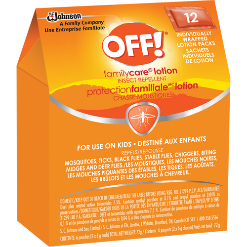 Insectifuge Off! Protection familiale, DEET &agrave; 7,5 %, Lotion, 6 g Planification Entrepots Molloy