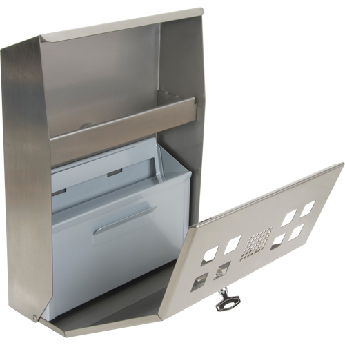 Cendrier, Montage mural, Acier inoxydable, Capacit&eacute; 1.6 Litres, Hauteur 13-4/5" Planification Entrepots Molloy