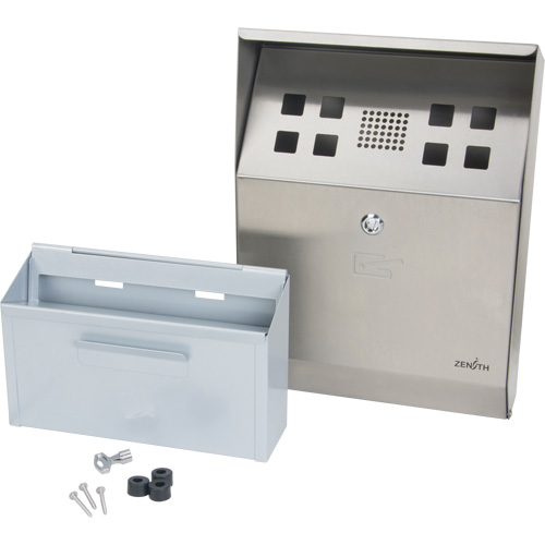 Cendrier, Montage mural, Acier inoxydable, Capacit&eacute; 1.6 Litres, Hauteur 13-4/5" Planification Entrepots Molloy