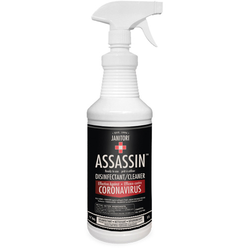 Janitori Assassin Ready-to-Use Disinfectant Cleaner, 1 L, Trigger Bottle Planification Entrepots Molloy