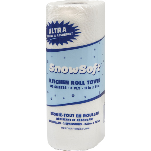 Essuie-tout pour cuisines de premi&egrave;re qualit&eacute; Snow Soft, 2 Pli, 85 Feuilles/rouleau, 8" la, 11" lo Planification Entrepots Molloy