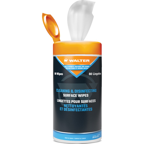 Lingettes pour le nettoyage, d&eacute;sinfection et d&eacute;graissage de surfaces, 12" x 5,5", 80 lingettes Planification Entrepots Molloy