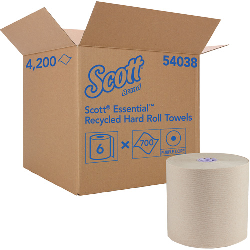 Essuie-mains bruns en fibres recycl&eacute;es &agrave; 100 % &agrave; enroulement serr&eacute; Essential, 1 pli, Standard, 700' lo Planification Entrepots Molloy