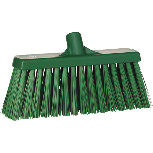 Heavy-Duty Push Broom, Stiff Bristles, 13", Polyester, Green Planification Entrepots Molloy