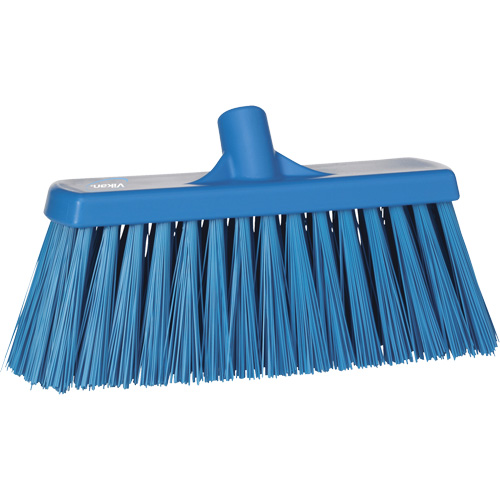 Heavy-Duty Push Broom, Stiff Bristles, 13", Polyester, Blue Planification Entrepots Molloy