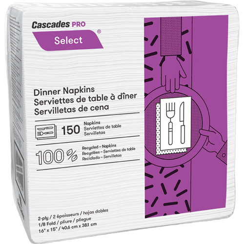 Pro Select&reg; 1/8 Fold Dinner Napkin, 2 Ply, 15" x 16" Planification Entrepots Molloy