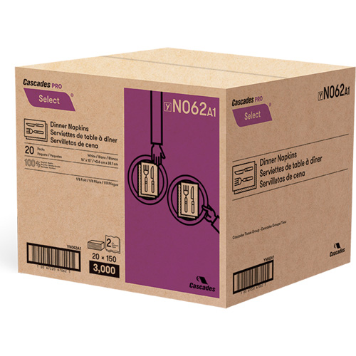 Pro Select&reg; 1/8 Fold Dinner Napkin, 2 Ply, 15" x 16" Planification Entrepots Molloy
