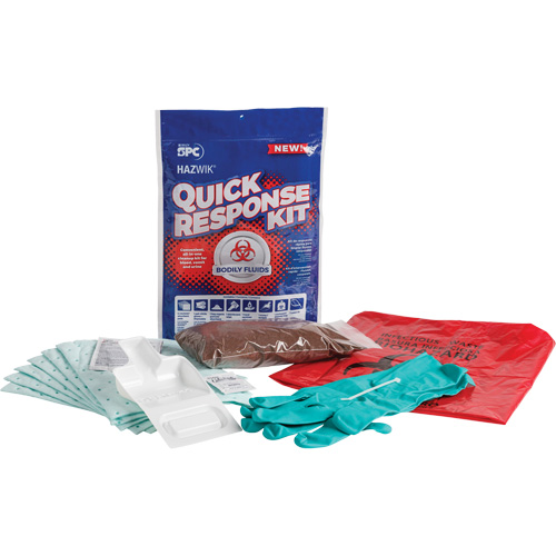 Hazwik&reg; Quick Response Spill Kit for Bodily Fluids, Biohazard, Bag, 0.49 US gal. Absorbancy Planification Entrepots Molloy