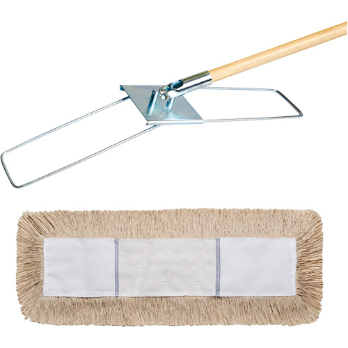 Break-Ezy Dust Mop System, Slip On Style, Cotton, 48" L x 5" W Planification Entrepots Molloy