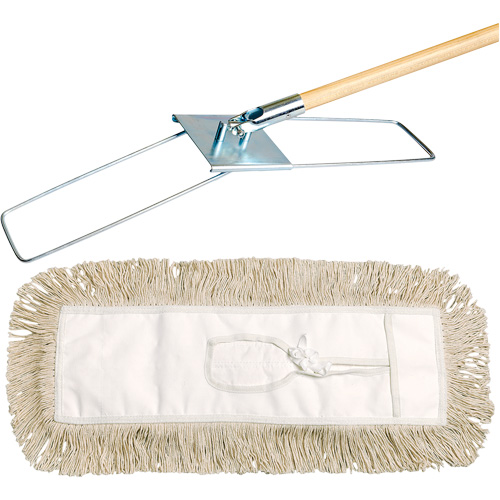 Break-Ezy Dust Mop System, Tie-On Style, Cotton, 48" L x 3-1/2" W Planification Entrepots Molloy