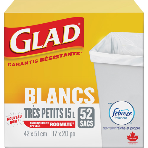 X-Small 15L Roommate Febreze Garbage Bags, Regular, 17" W x 20" L, White Planification Entrepots Molloy