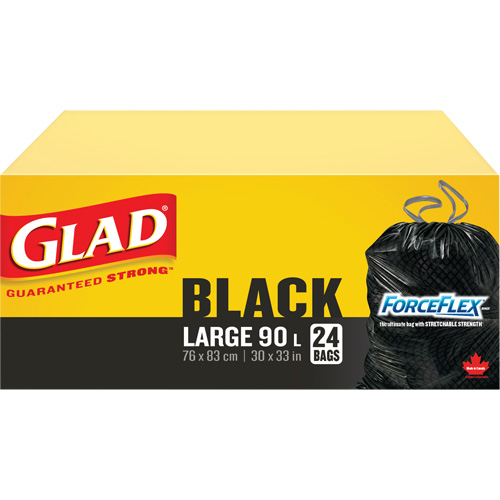 90L Garbage Bags, Regular, 30" W x 33" L, Black Planification Entrepots Molloy