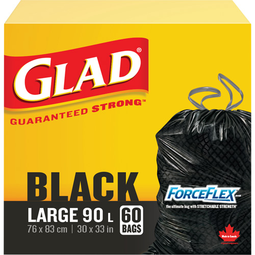 90L Garbage Bags, Regular, 30" W x 33" L, Black Planification Entrepots Molloy