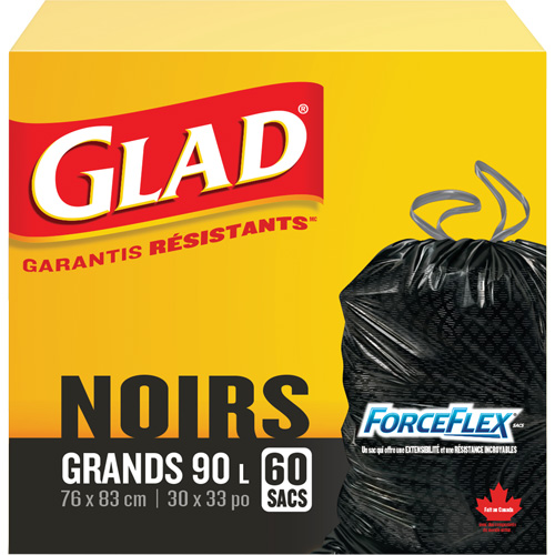 90L Garbage Bags, Regular, 30" W x 33" L, Black Planification Entrepots Molloy