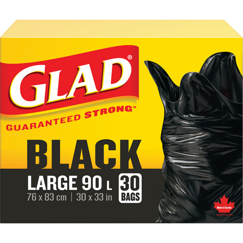 90L Garbage Bags, Regular, 30" W x 33" L, Black Planification Entrepots Molloy