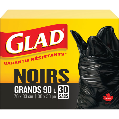 90L Garbage Bags, Regular, 30" W x 33" L, Black Planification Entrepots Molloy
