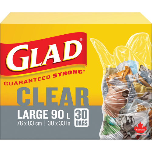 90L Garbage Bags, Regular, 30" W x 33" L, Clear Planification Entrepots Molloy