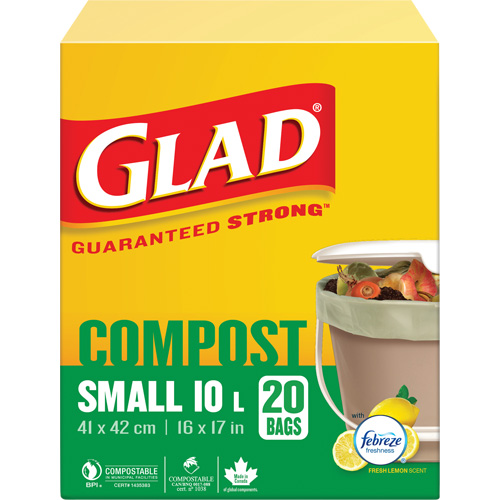 Petits sacs de compostage, R&eacute;gulier, 17" lo x 16" la, Brun, Capacit&eacute; de 10 L (3 gal.) Planification Entrepots Molloy