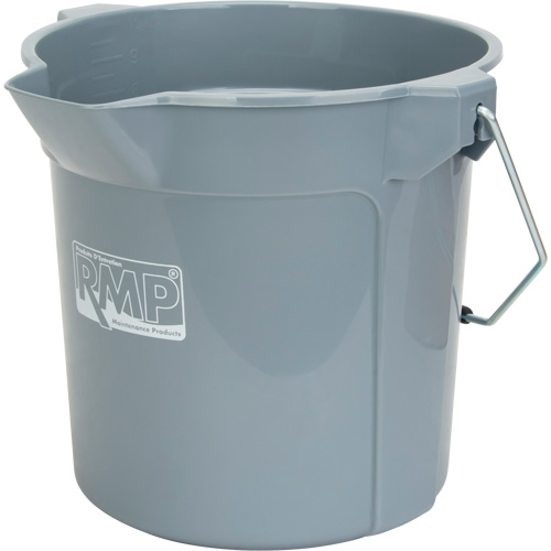 Round Bucket with Pouring Spout, 2.64 US Gal. (10.57 qt.) Capacity, Grey Planification Entrepots Molloy