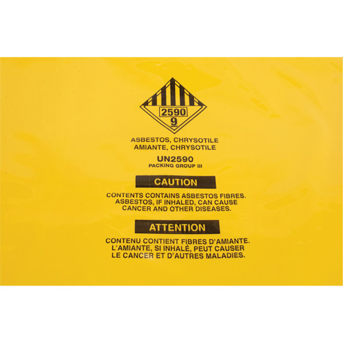 Doublures pour d&eacute;chets dangereux, Amiante, 40" lo x 35" la, 3 mils Planification Entrepots Molloy