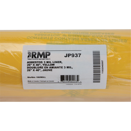 Doublures pour d&eacute;chets dangereux, Amiante, 40" lo x 26" la, 3 mils Planification Entrepots Molloy