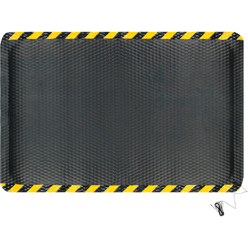 Tapis conductible Hog Heaven, 4' la x 6' lo, 5/8" &eacute;paisseur, Noir/Jaune, Nitrile Planification Entrepots Molloy
